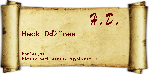 Hack Dénes névjegykártya